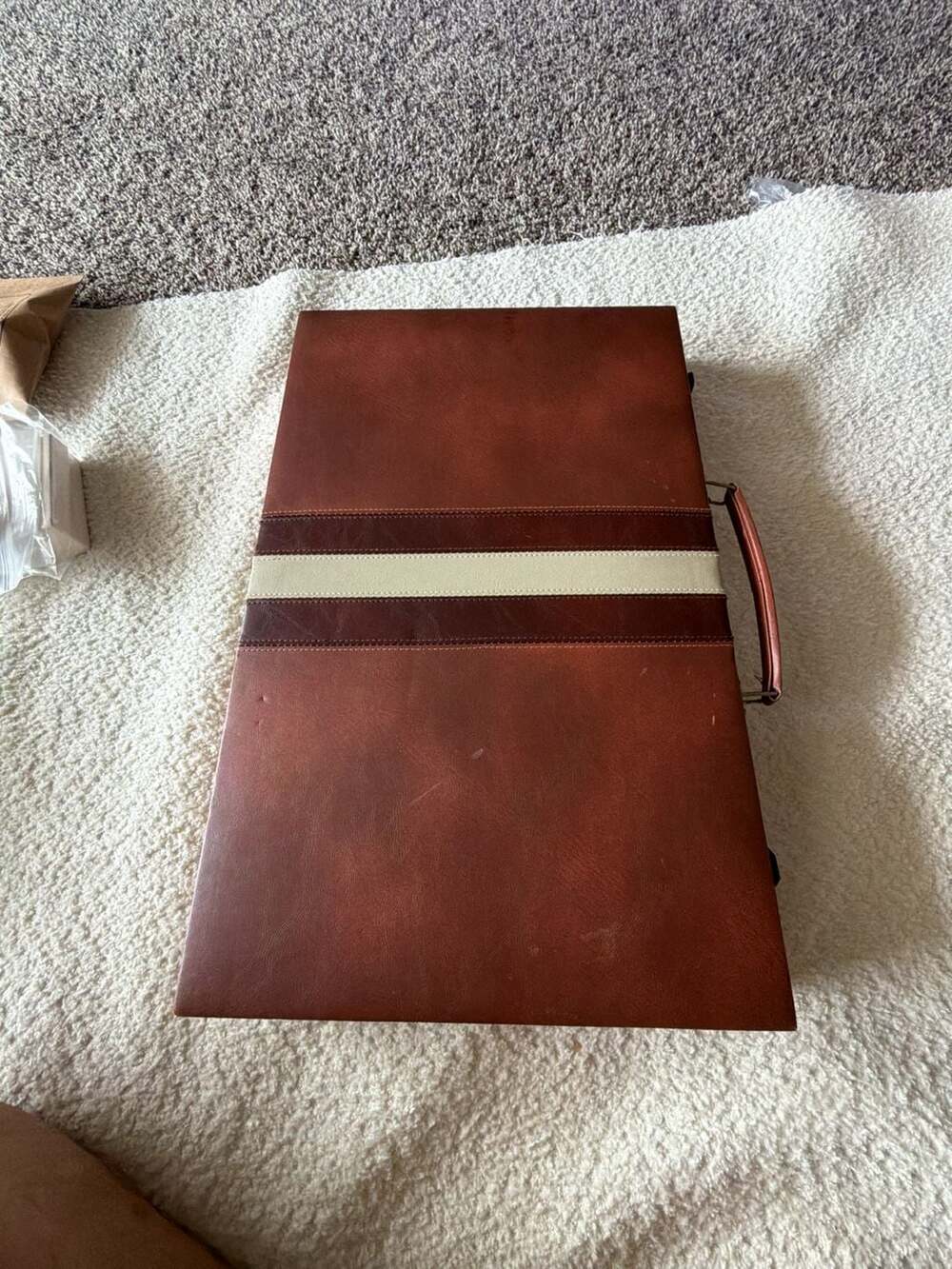 Vintage Skor-Mor Faux Leather Backgammon Travel Game Set